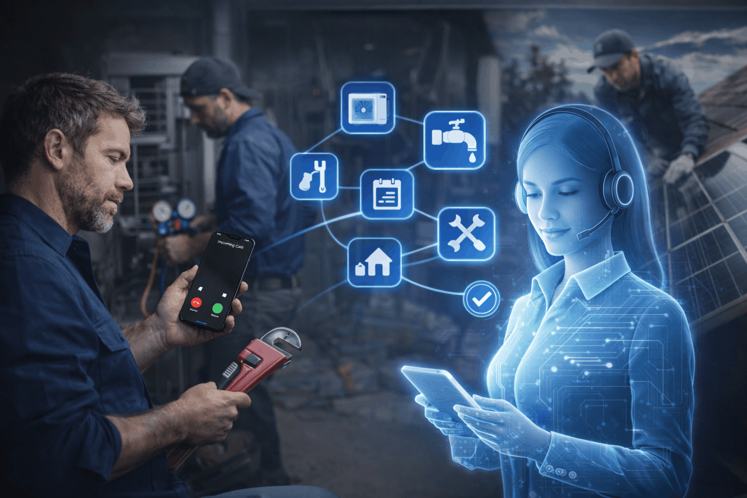 AI receptionist qualifying a home service lead